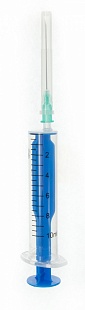 Шприц инъекционный двухдетальный 10Б "Луер" с иглой инъекционной 0,8х40 мм (голубой)