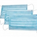 Маска трехслойная медицинская на резинке с фиксатором, голубая (100 шт в п/э упаковке)