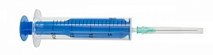 Шприц инъекционный двухкомпонентный 20Б "Луер" с иглой инъекционной 0,8х40 мм голубой фото