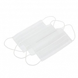 Маска трехслойная медицинская на резинке с фиксатором, белая (100 шт в п/э упаковке)