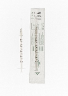 Шприц однораз. 1 мл с импорт. иглой инсулин / туберкулин 3-х комп.